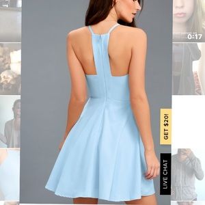 LULUS LIGHT BLUE SKATER DRESS